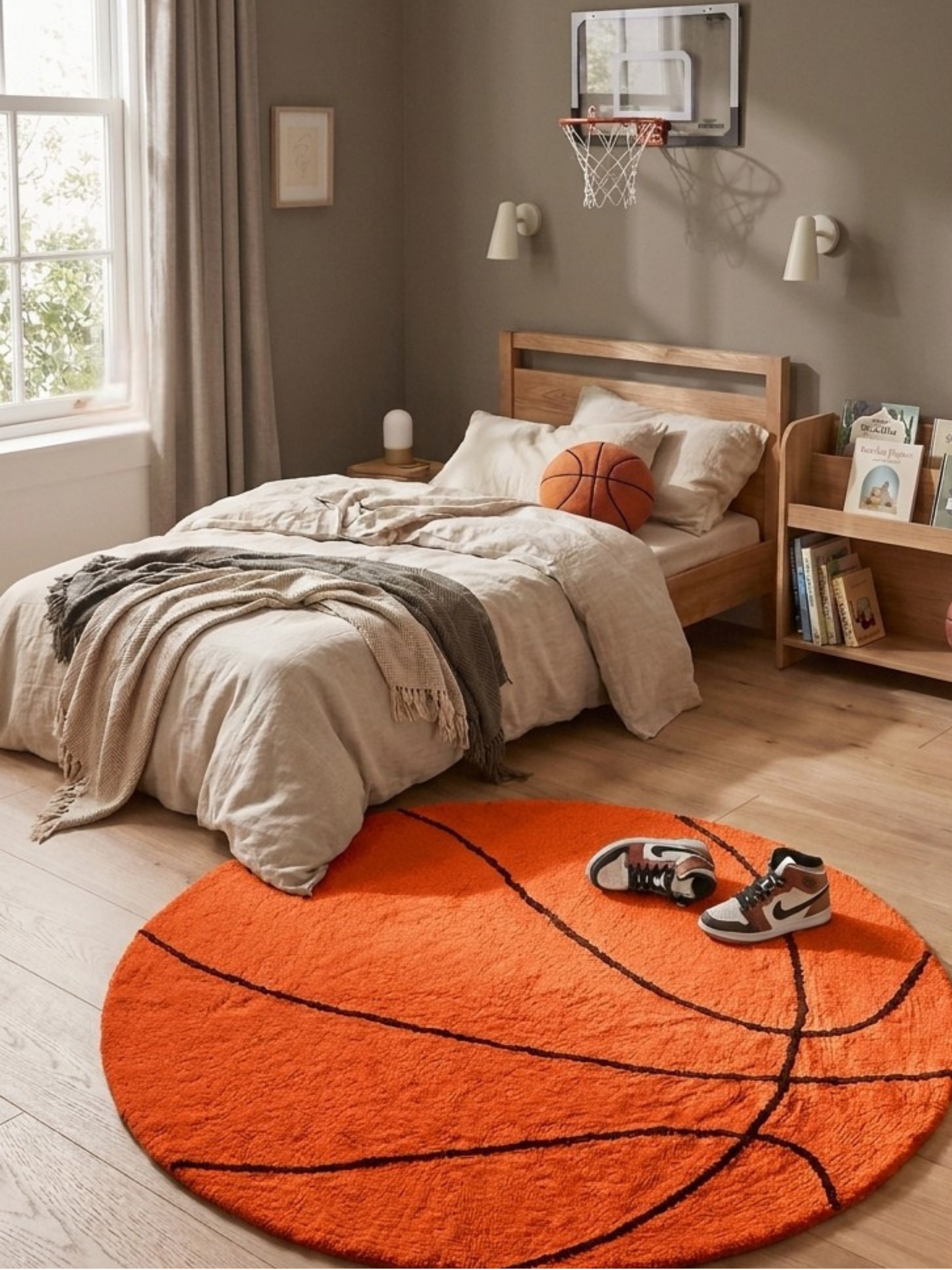 Orange Basketball Kids Rug