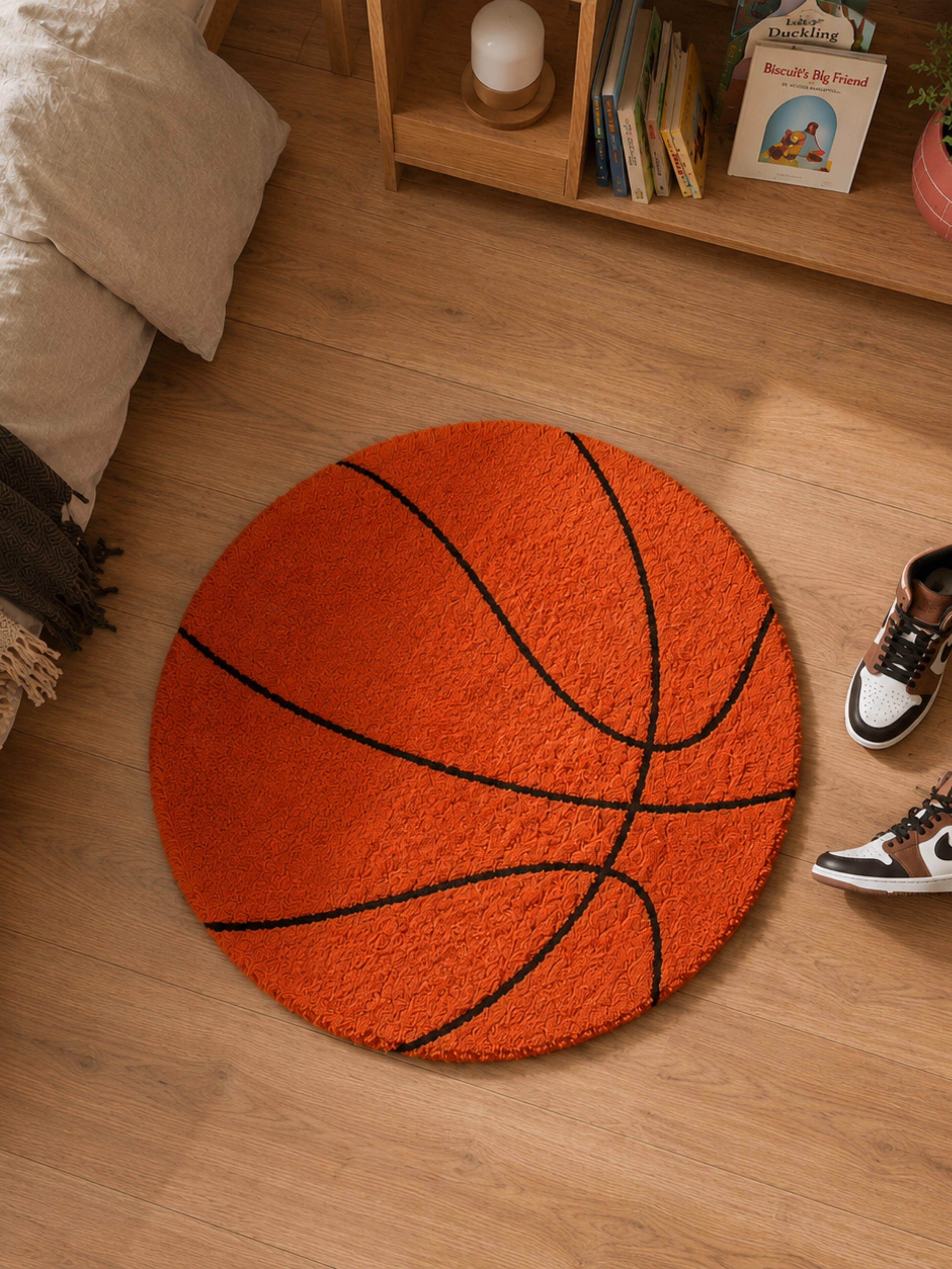 Orange Basketball Kids Rug