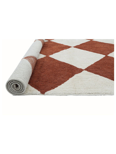 Rust Brown Checker Rug