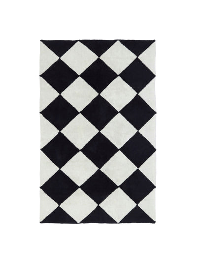 Natural colour rug with black checker details