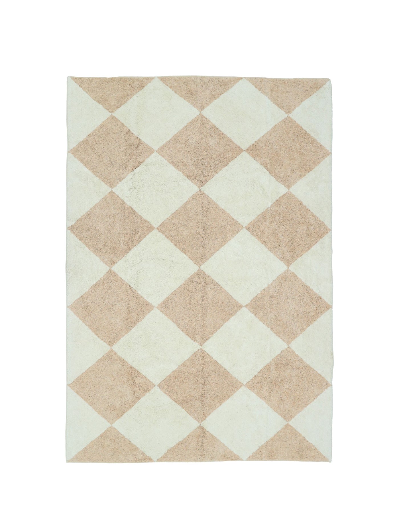 Natural rug with checker dusty coral details