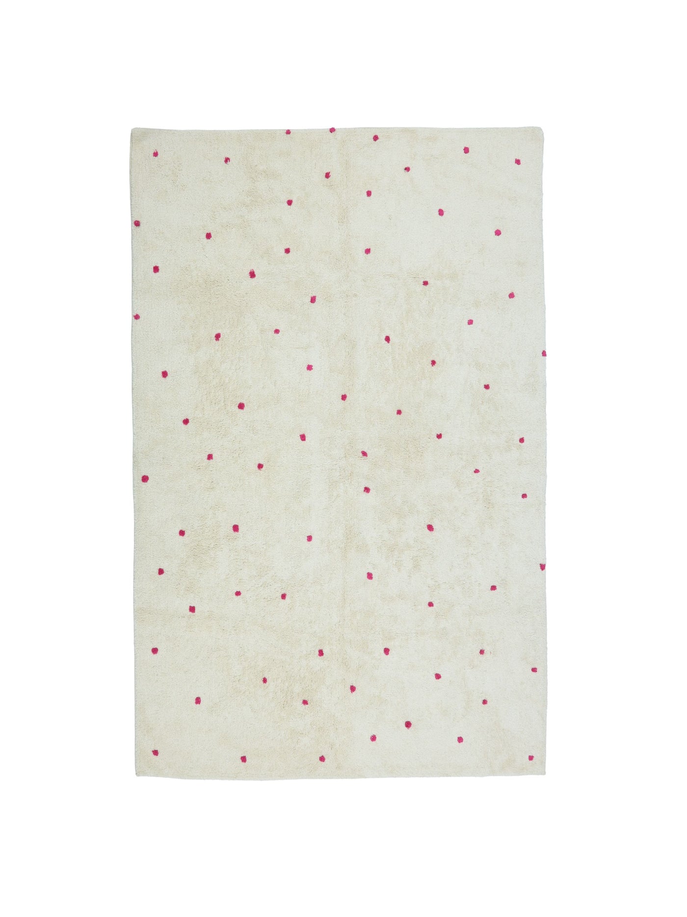 Natural rug with bright pink dot details