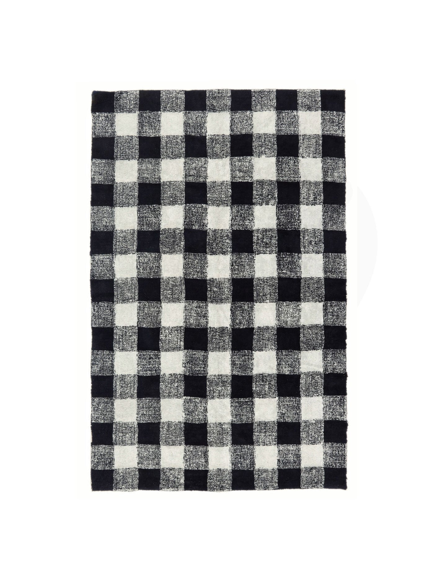 Natural colour rug with black gingham details