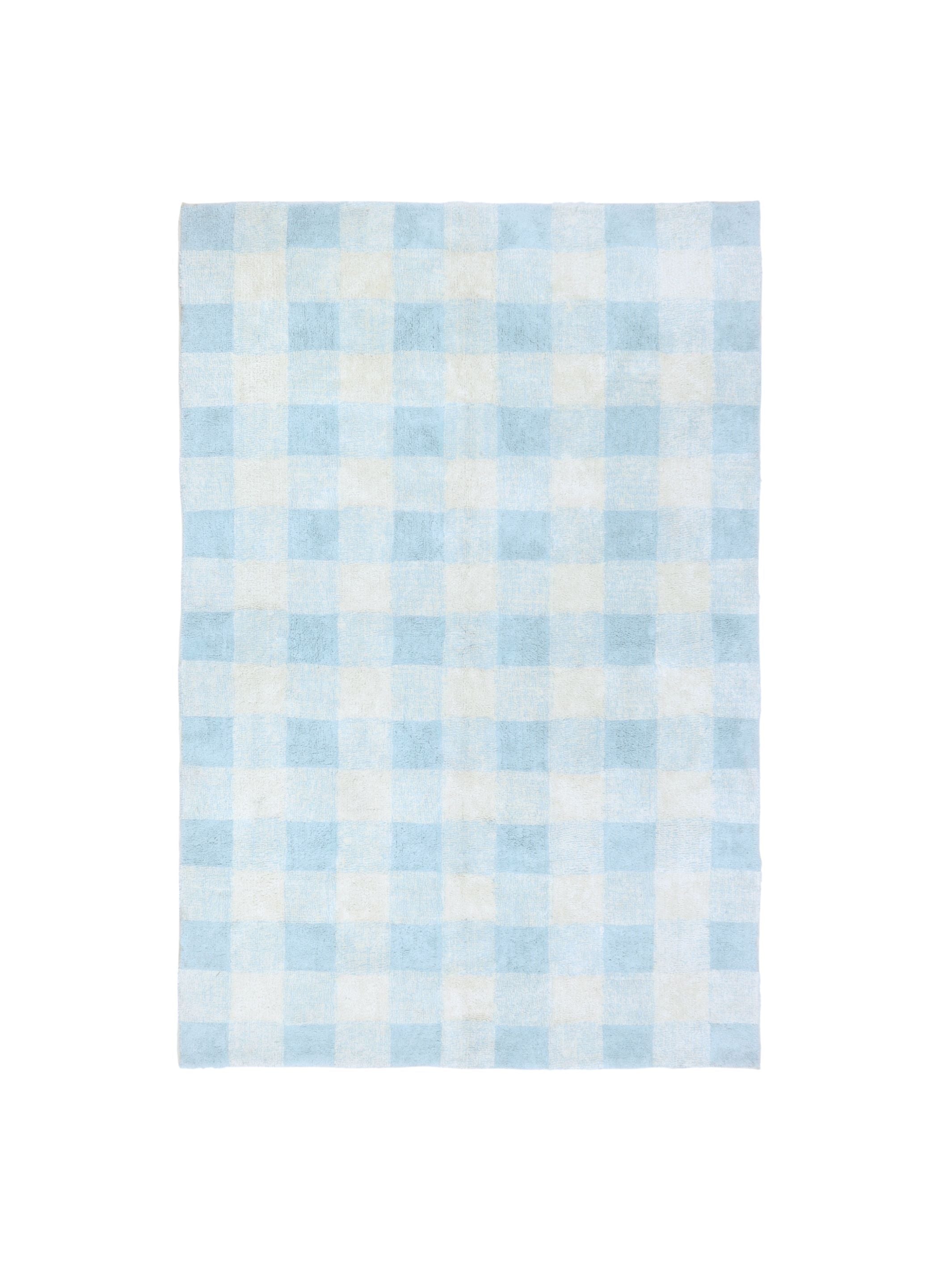 Sky Blue Gingham Rug – Hunter & Nomad