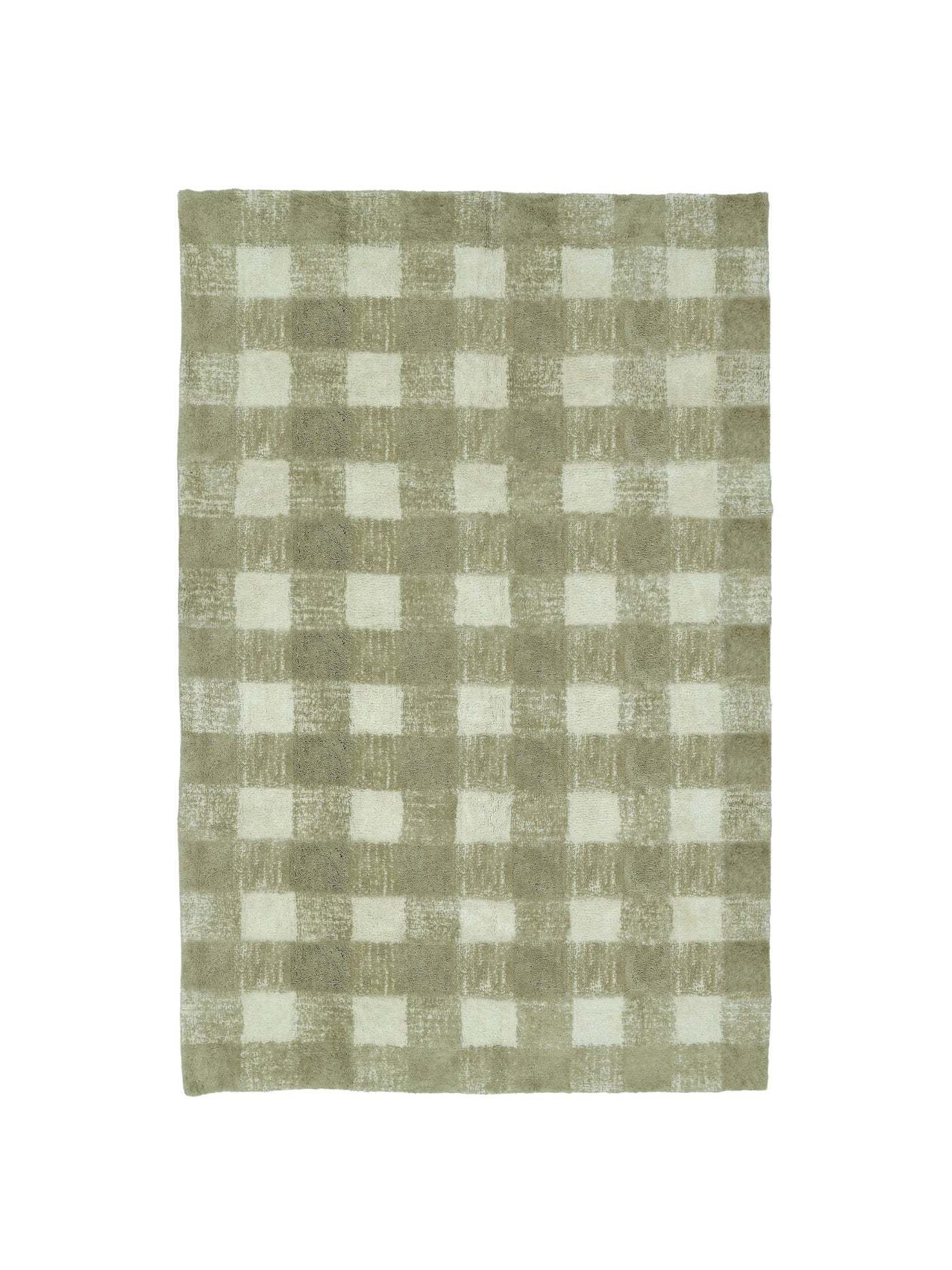 Natural rug with gingham taupe details