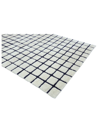 Dark Blue Grid Rug