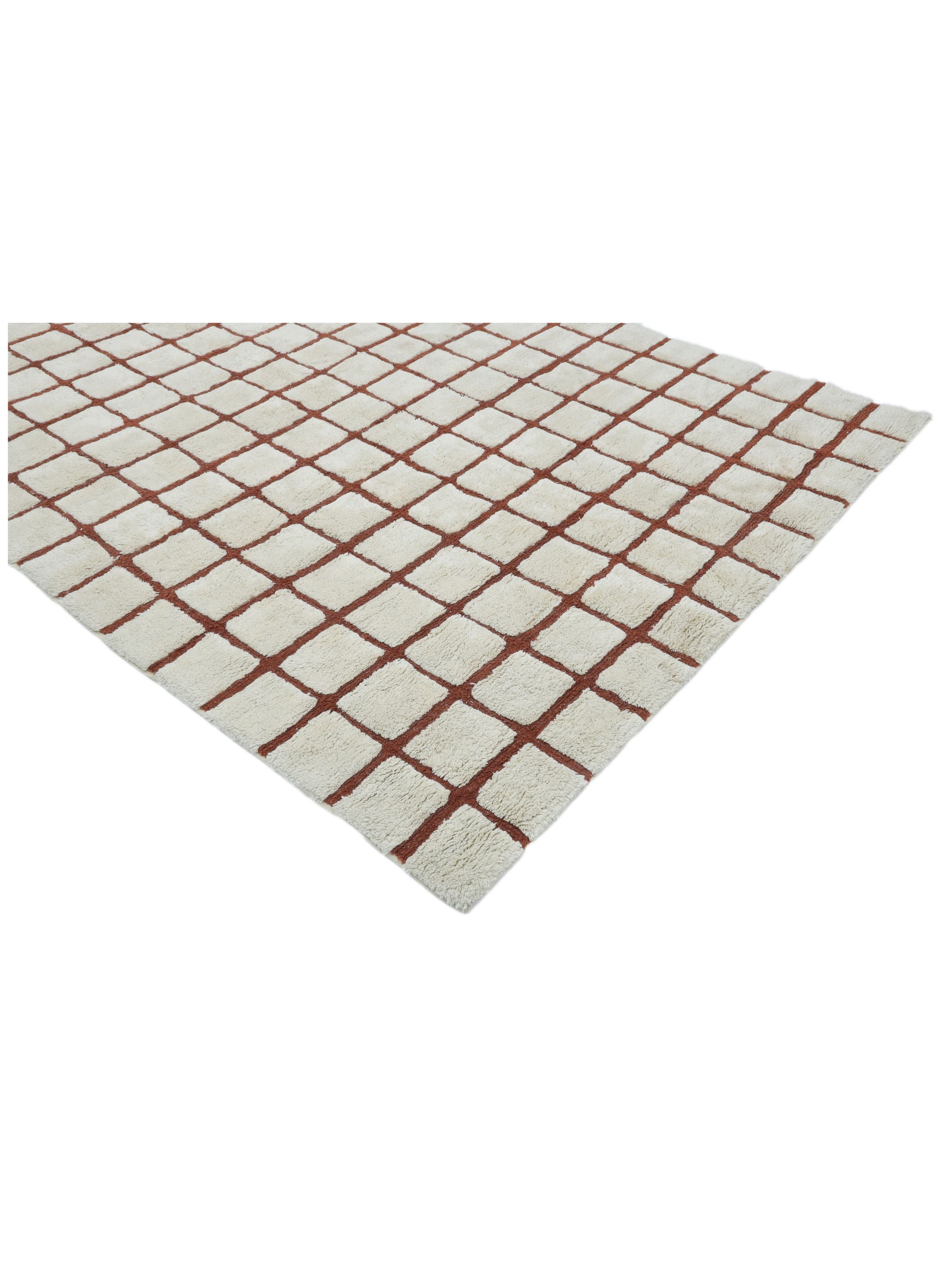Rust Brown Grid Rug
