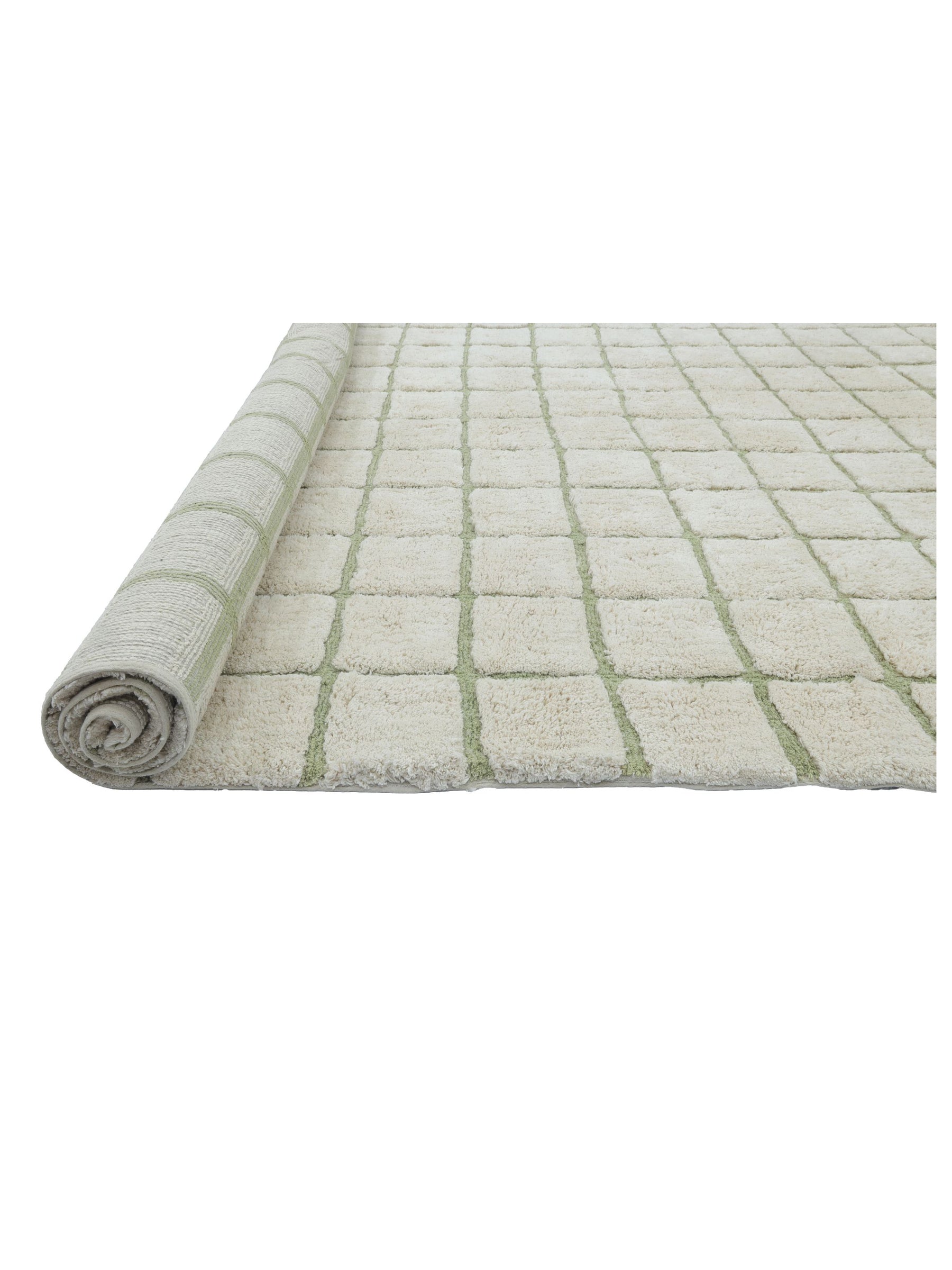 Sage Grid Nursery Rug | Soft Washable Cotton Kids Bedroom Rug Australia ...