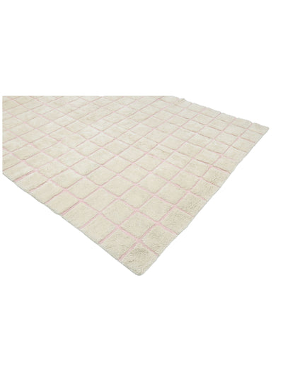 Soft Pink Grid Rug