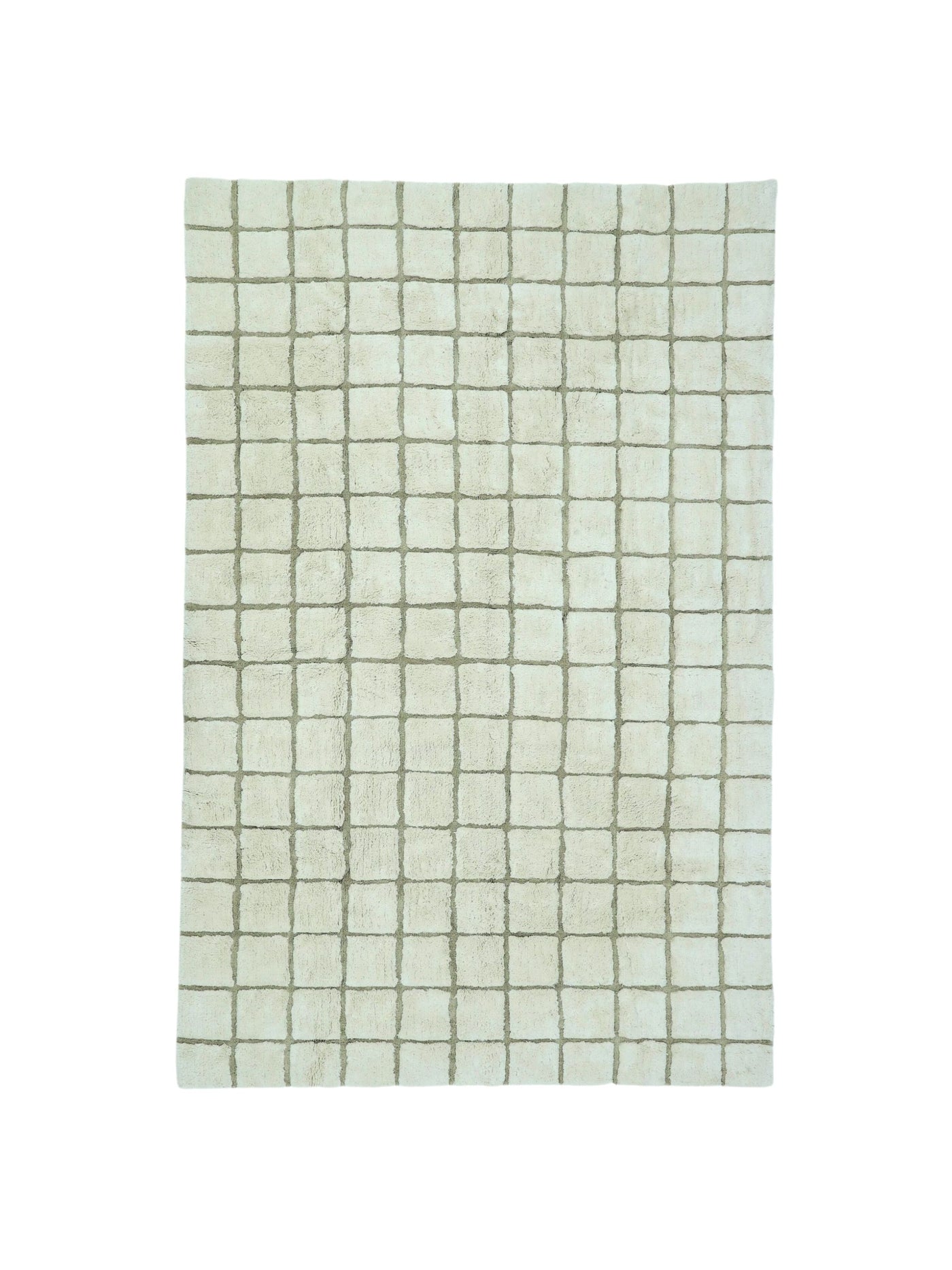 Natural rug with taupe grid details