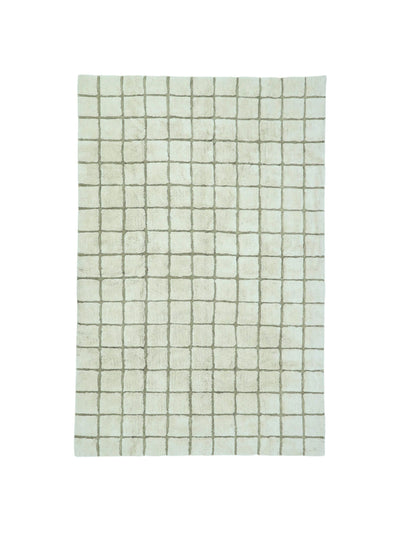 Natural rug with taupe grid details