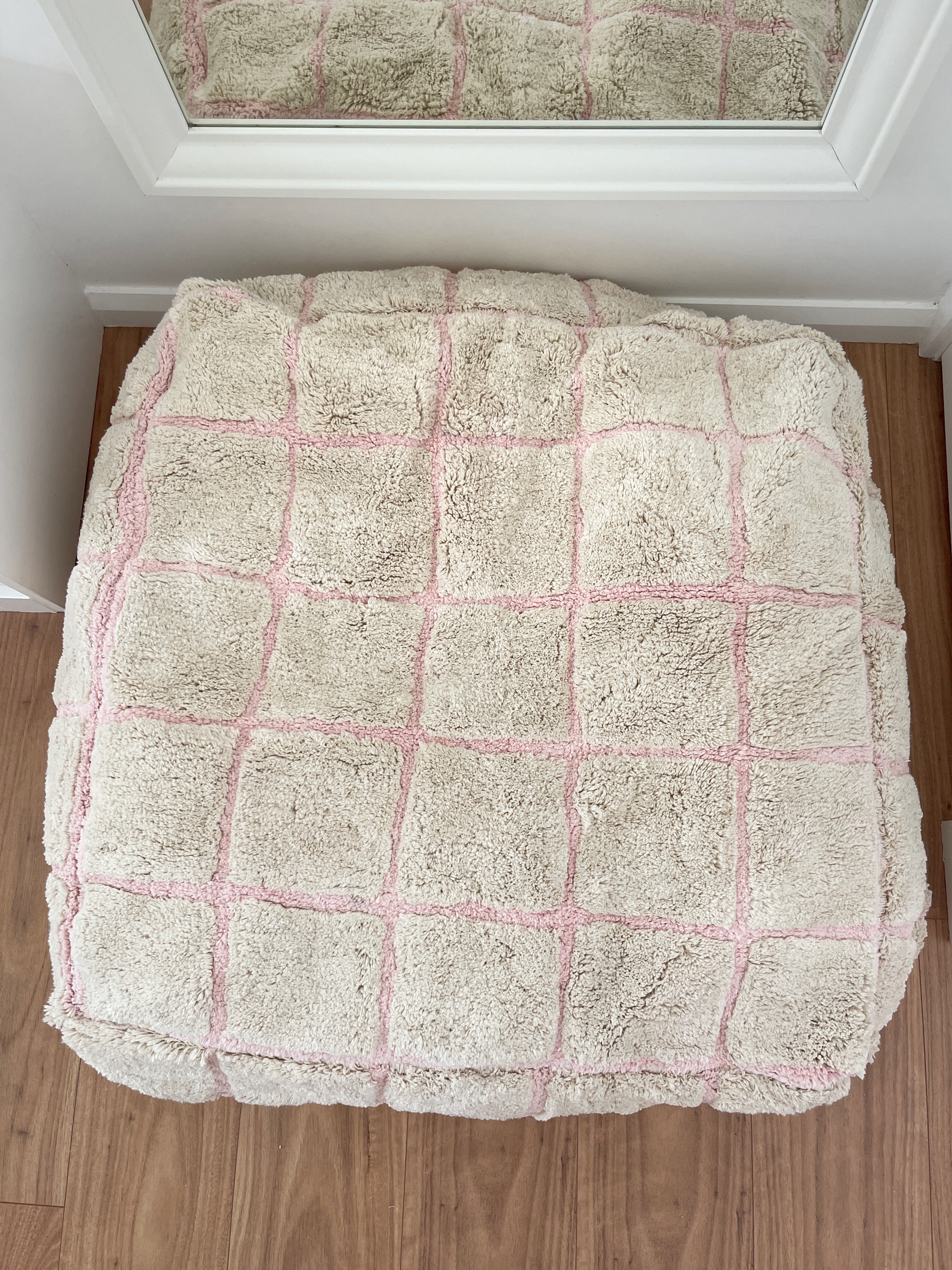 Grid Floor Cushion - Blush