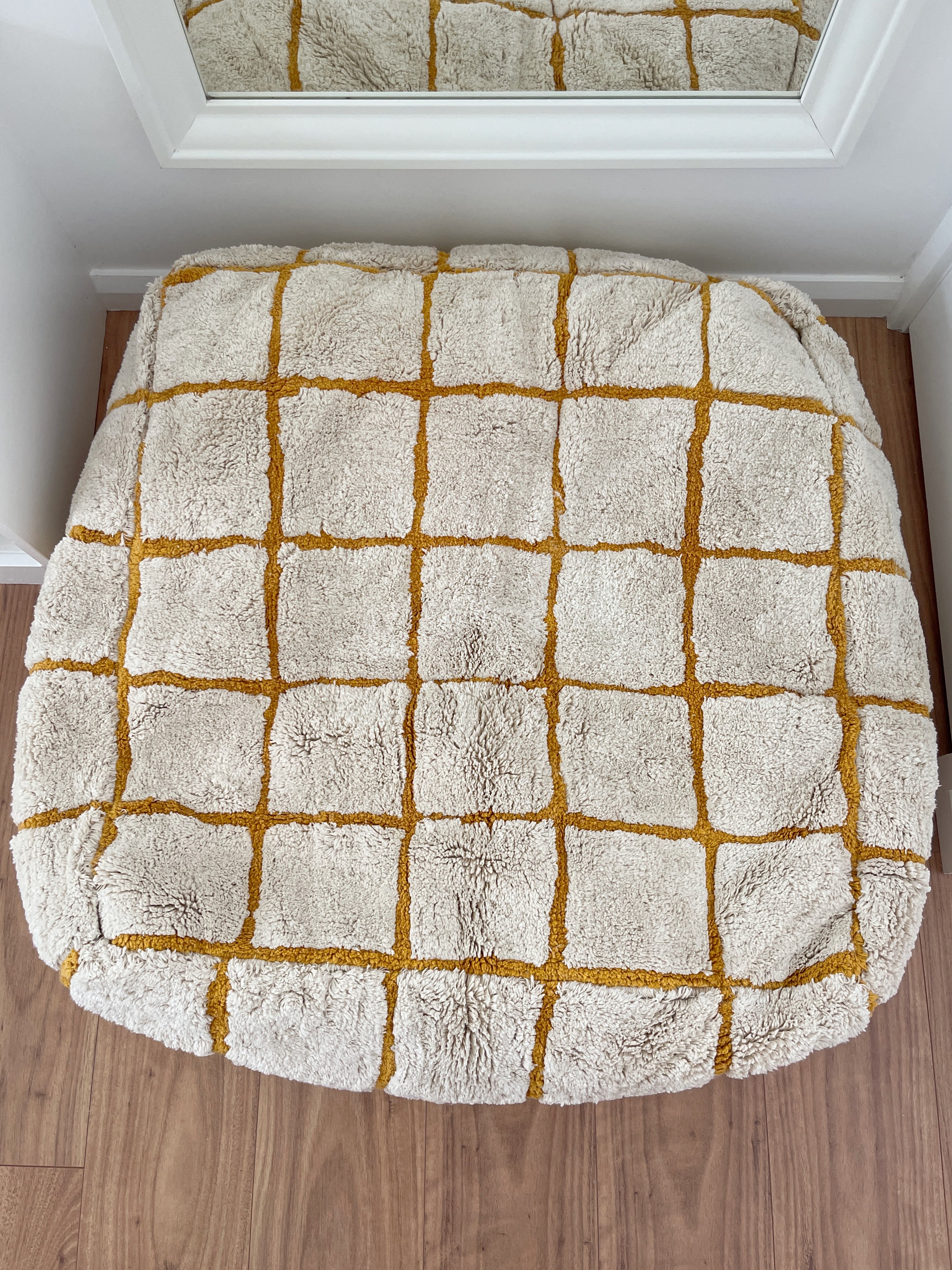 Grid Floor Cushion - Mustard