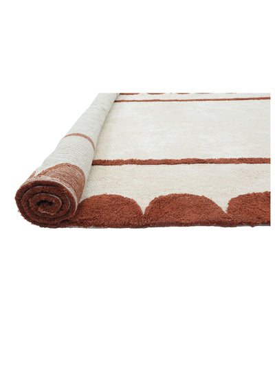 Rust Brown Scallop Rug