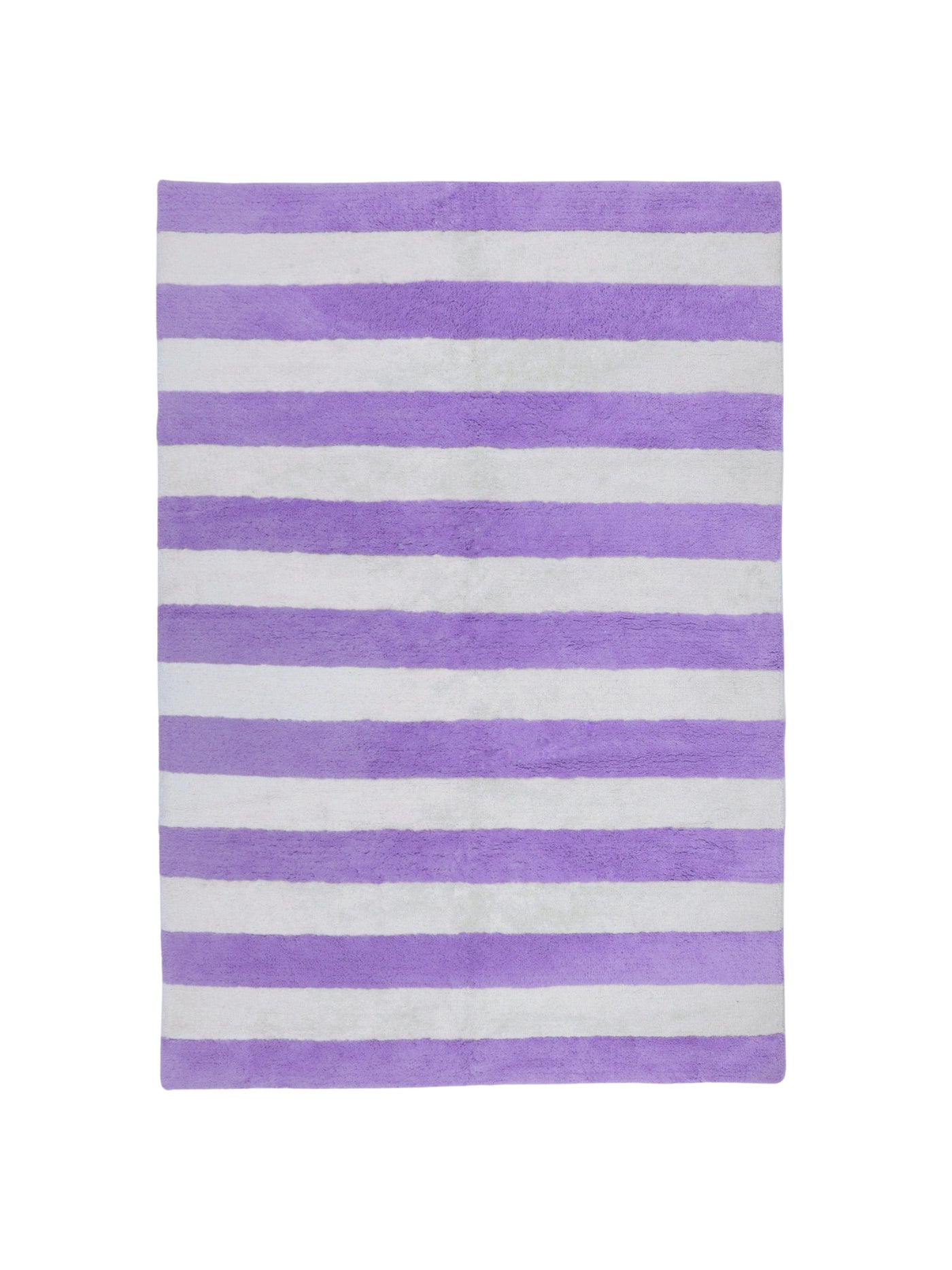 Natural rug with lavender purple stripe details