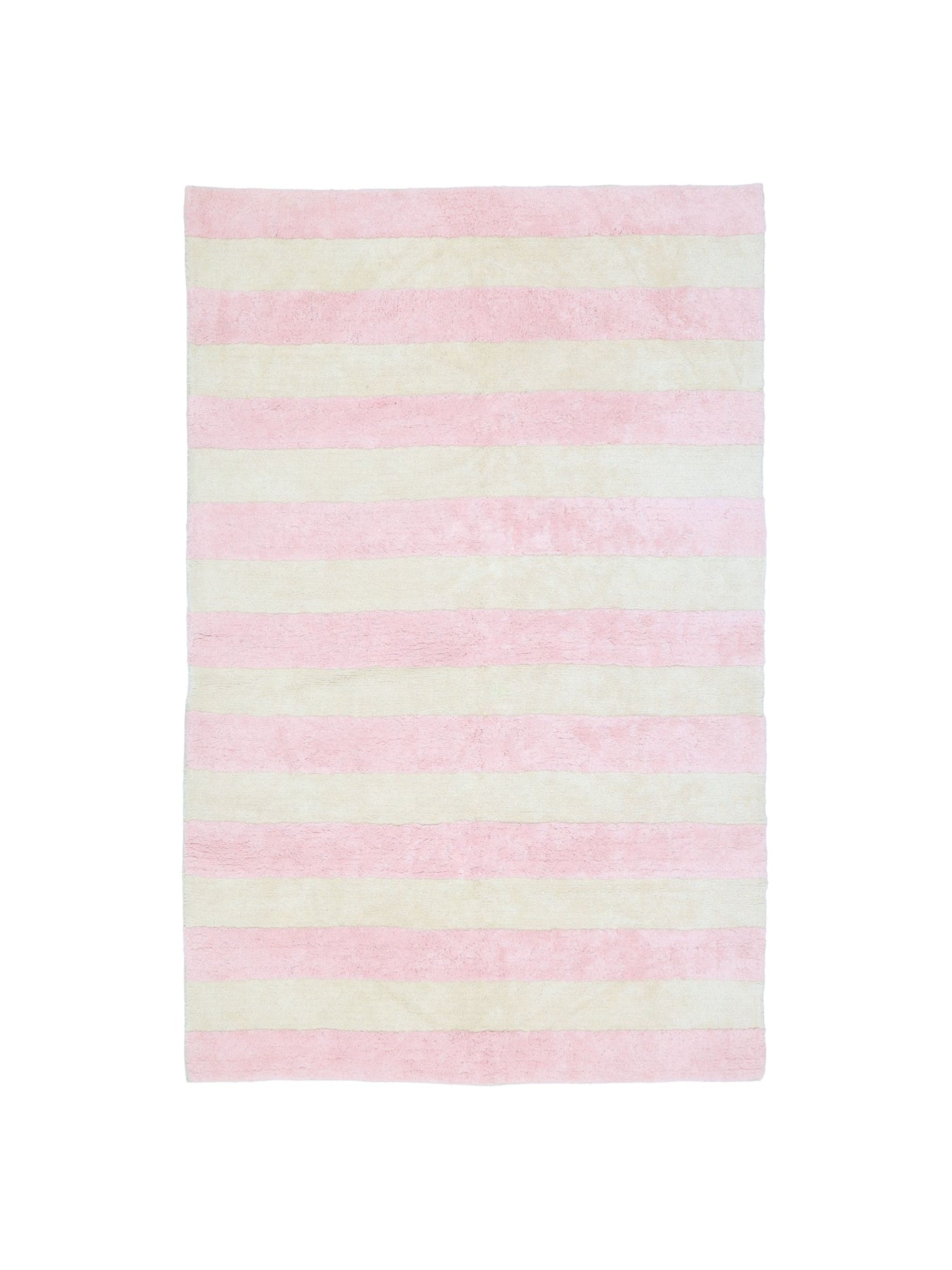 Natural rug with soft pink stripe details