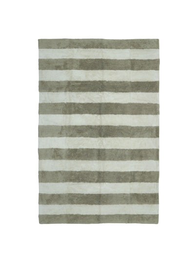 Natural rug with taupe stripe details