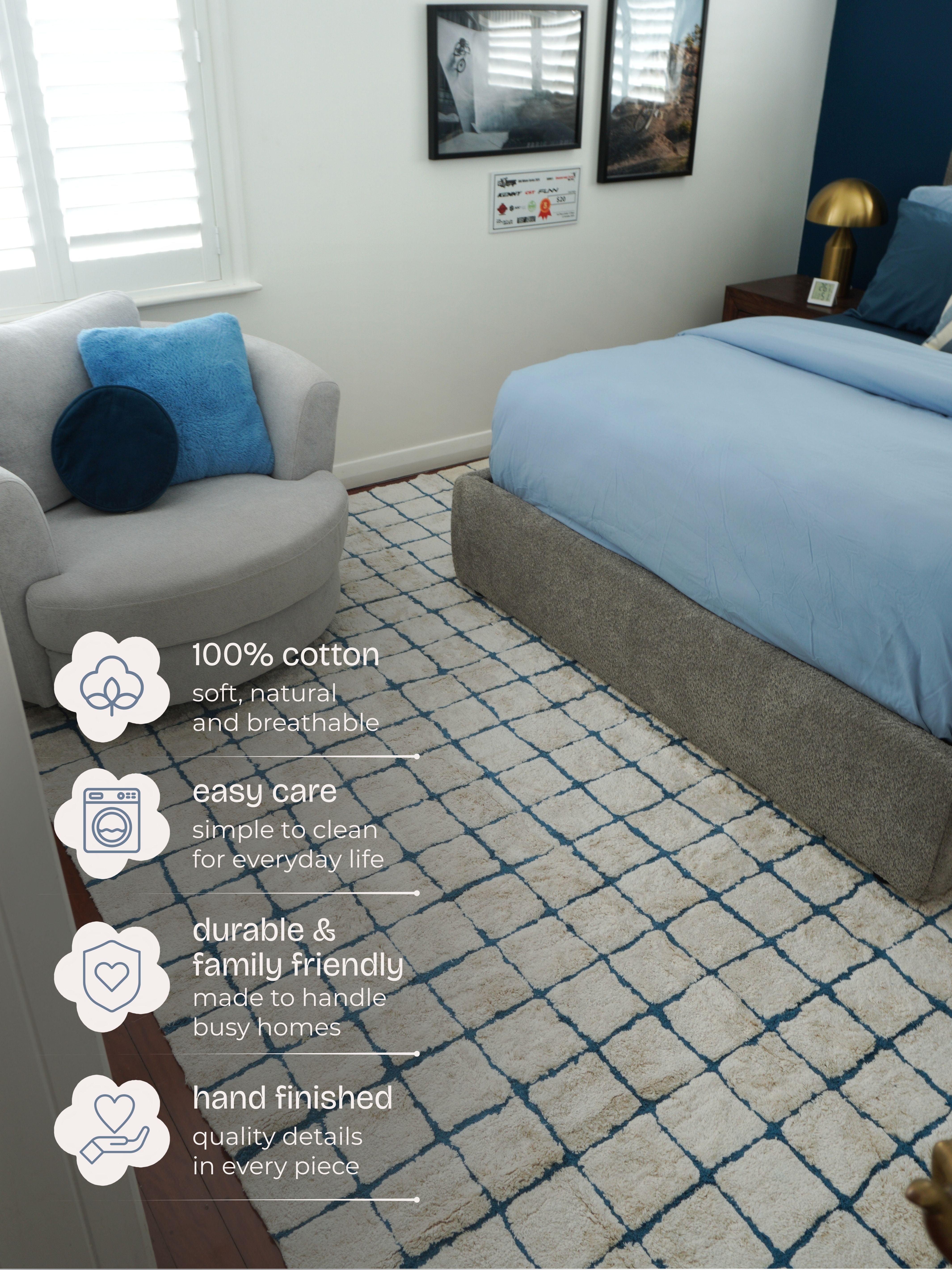 Grid Rug - Deep Teal